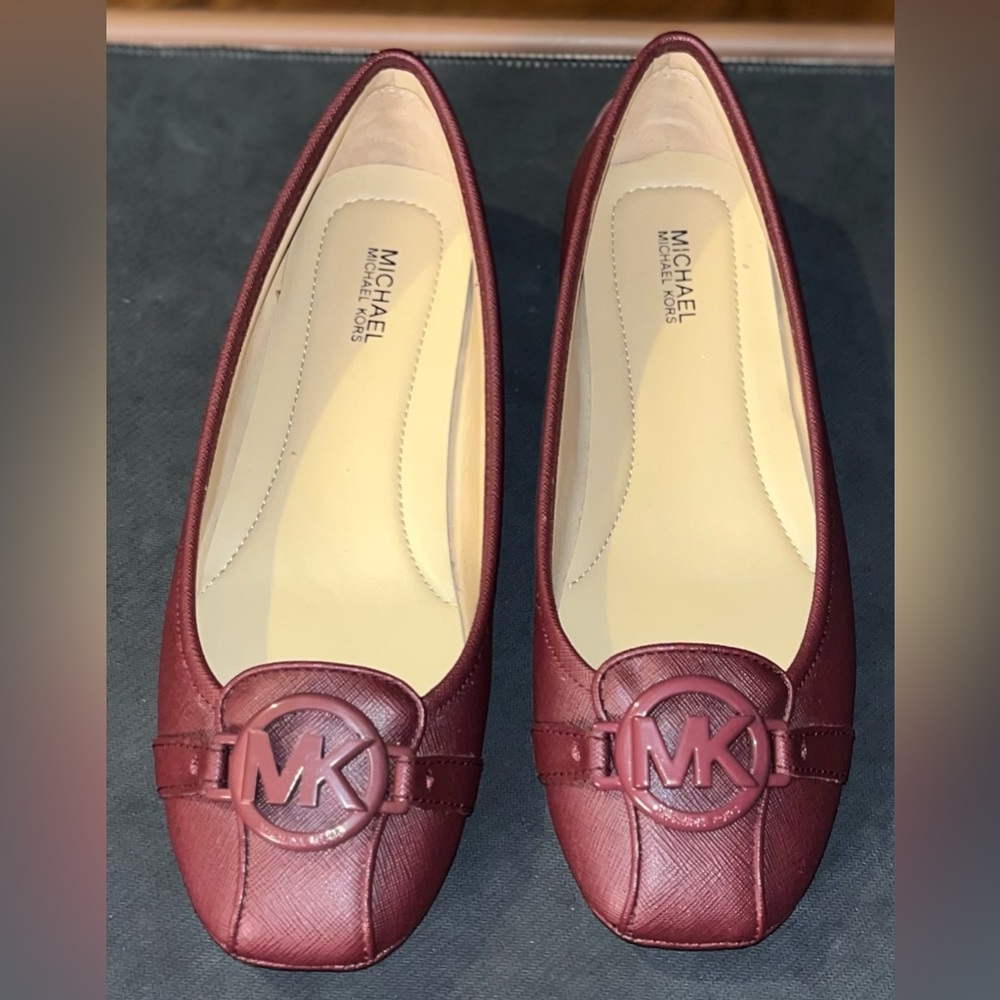 Michael Kors Fulton Moccasin Ballet Flats, burgundy, Leather Women’s size 7.5
